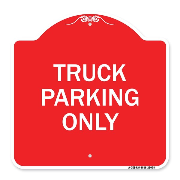 Reserved Parking Sign Truck Parking Only, Red & White Aluminum Sign, 18" x 18", RW-1818-23028